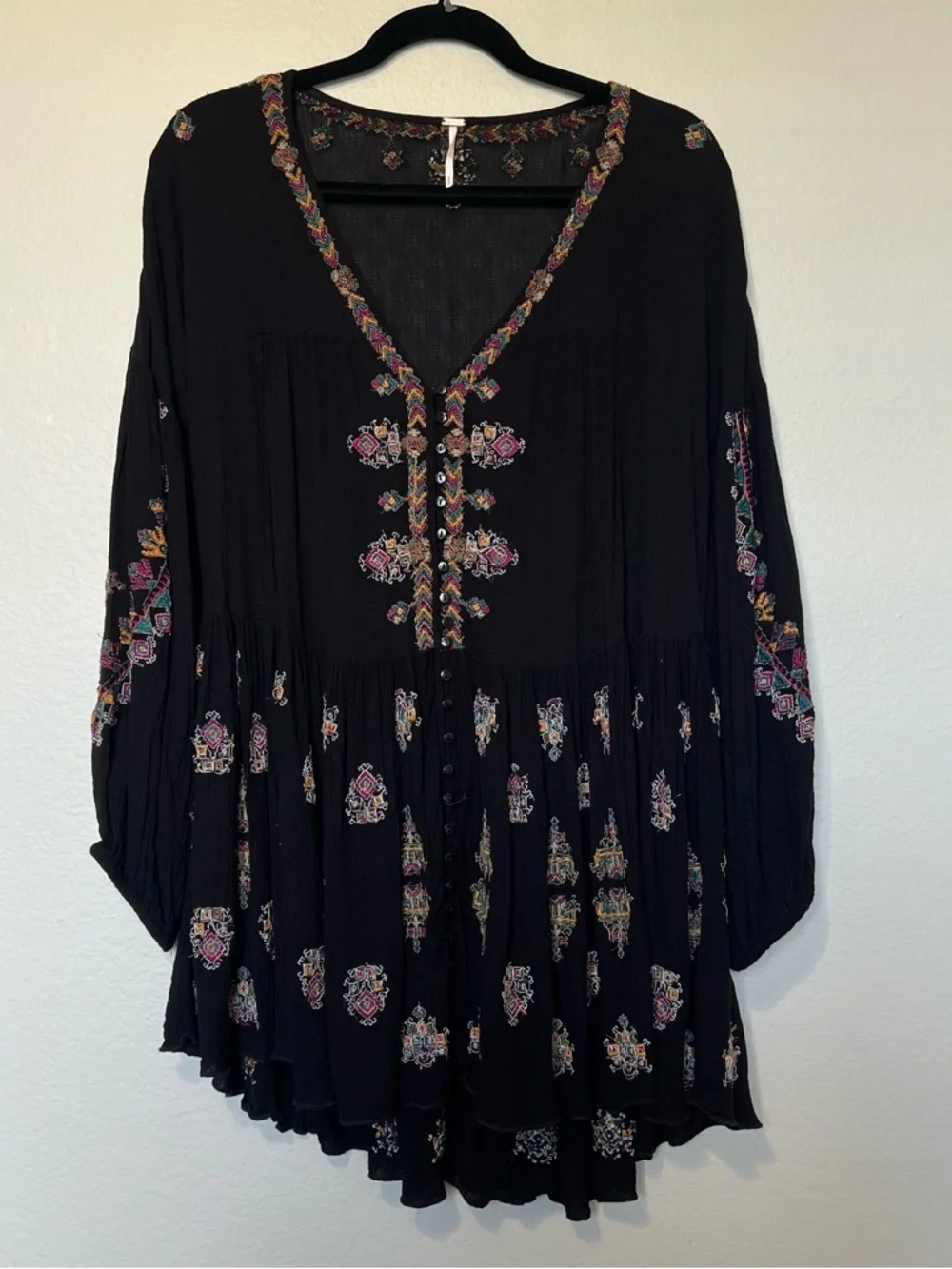 Free People Arianna Embroidered Blouson Tunic Multicolor Embroidery - Picture 6 of 11